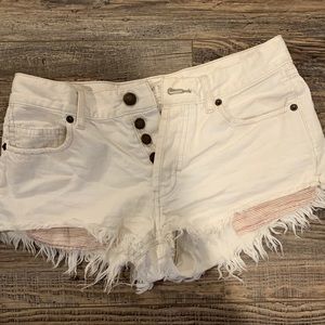 Free people white cut off shorts